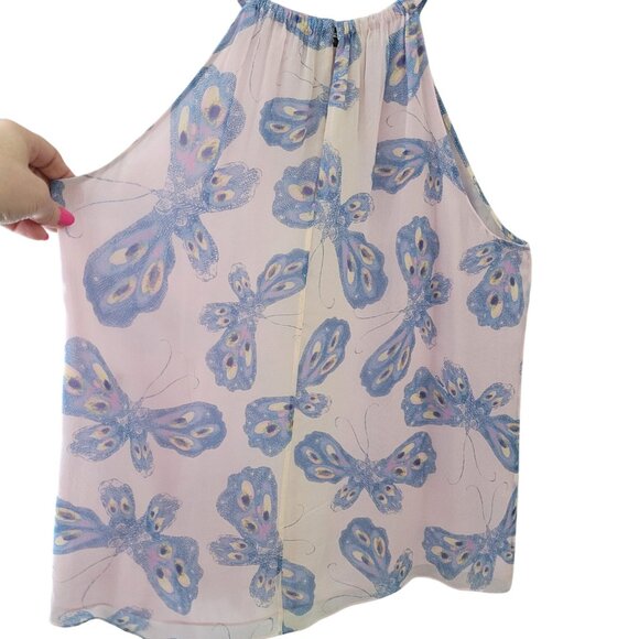 Diane Von Furstenberg Silk Pania Light Pink Butterfly Halter Neck Top Size L - Picture 7 of 12